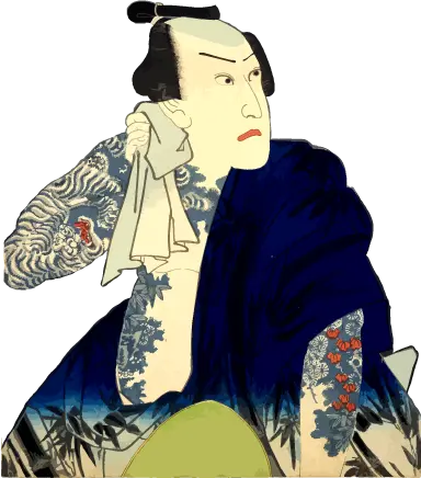 Traditional ukiyo-e artwork depicting a man with tattoos