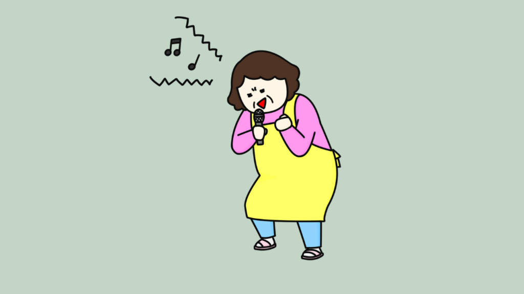 Middle-aged woman holding a microphone