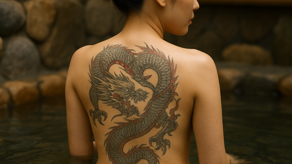 Woman with a tattoo on her back